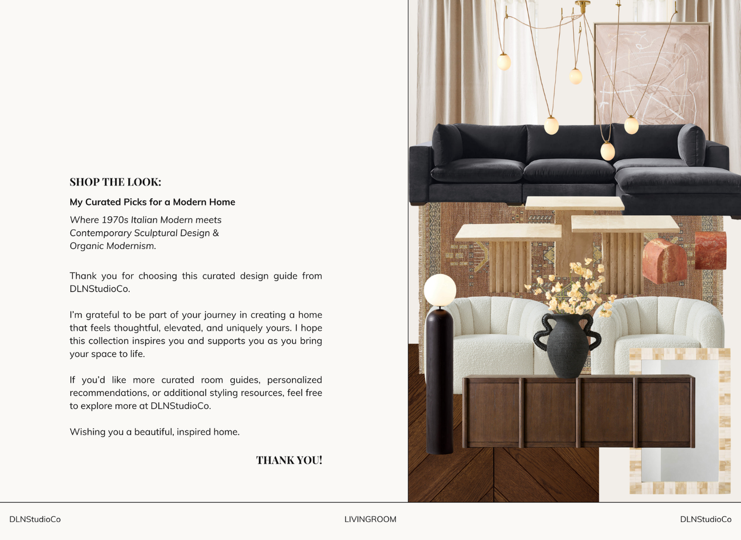 Modern Organic Living Room – Digital Design Guide & Shoplist