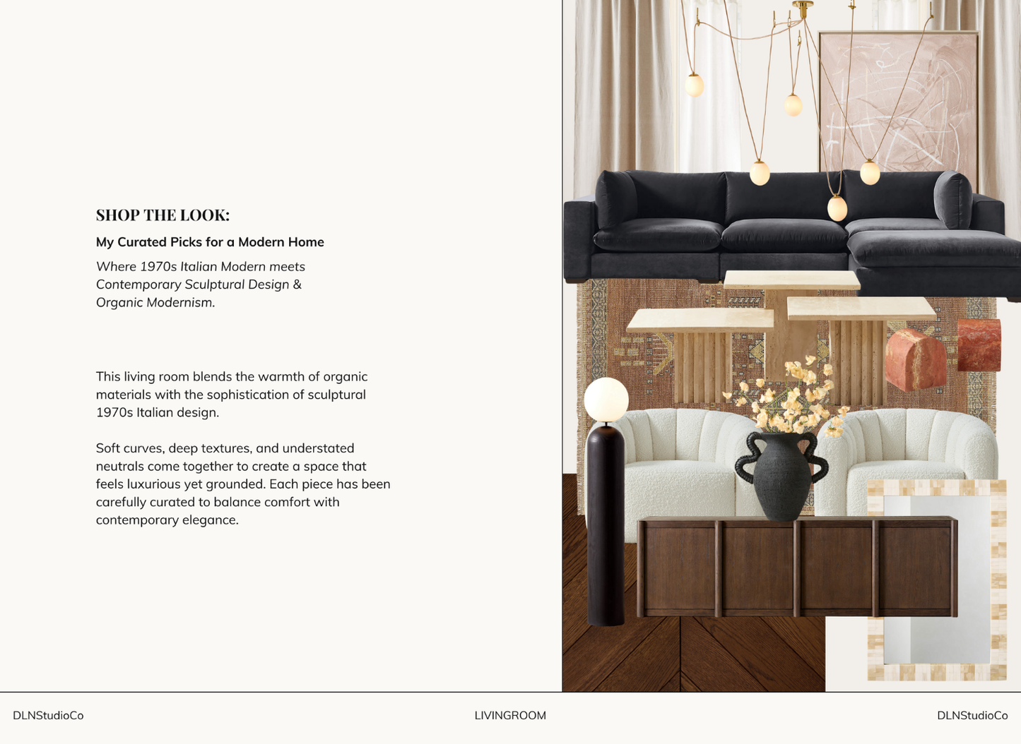 Modern Organic Living Room – Digital Design Guide & Shoplist