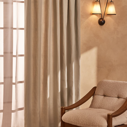 Soho Home - Vinnie Linen Curtains, Pair, Bisque