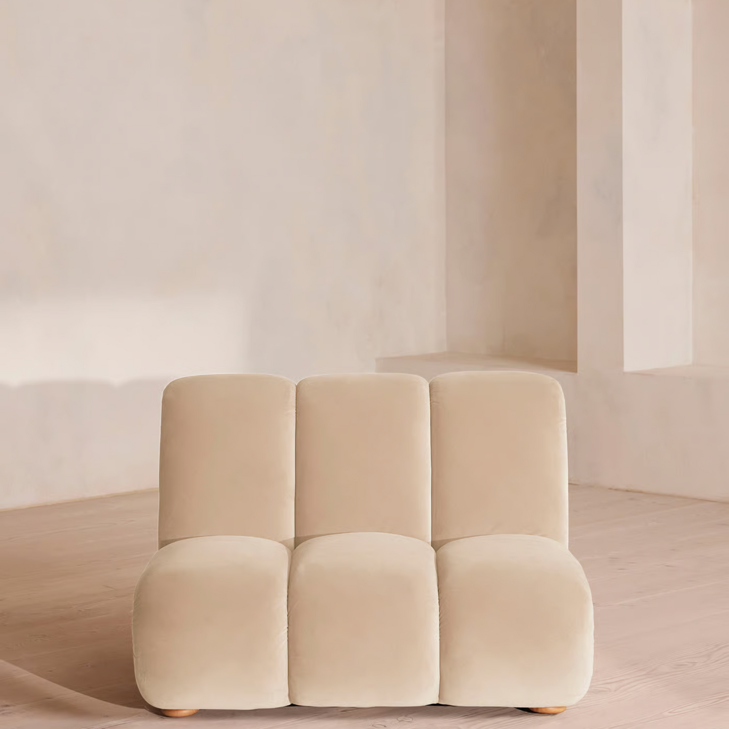 Soho Home- Noelle Sectional Armchair- Velvet Porcelain