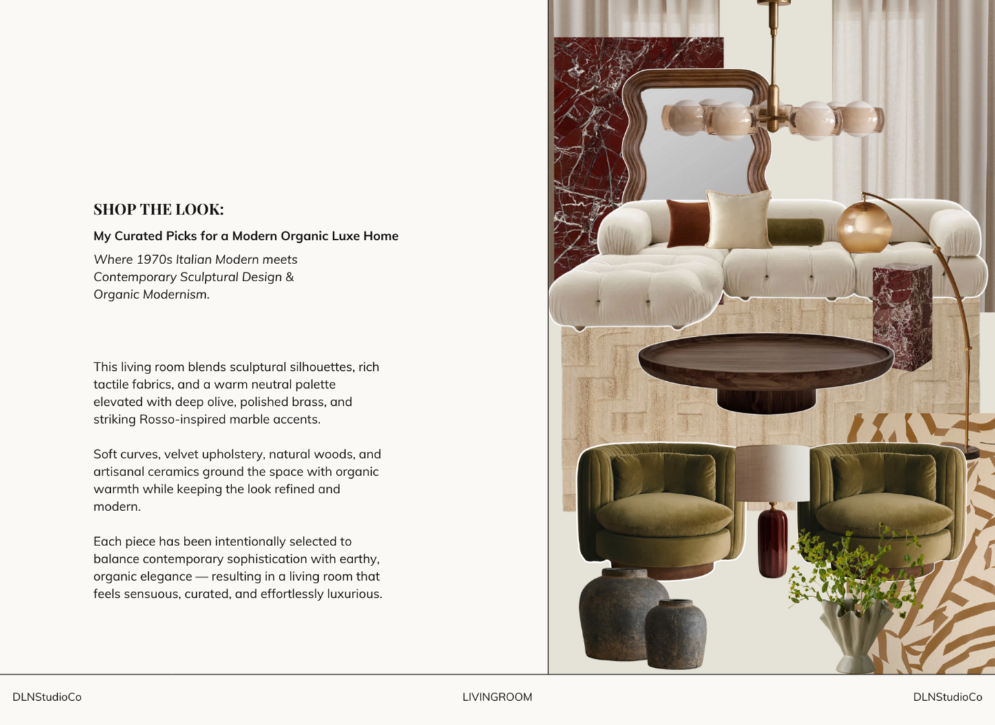 Modern Organic Living Room – Digital Design Guide & Shoplist