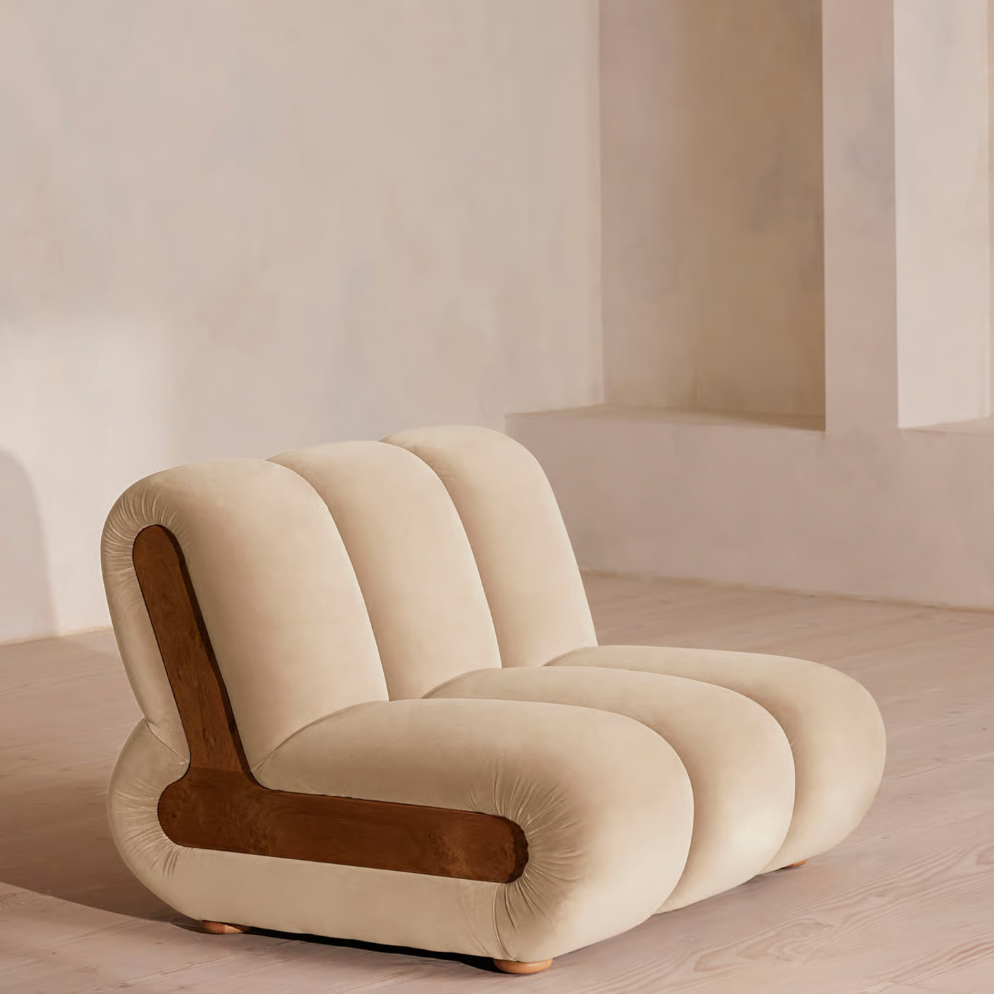 Soho Home- Noelle Sectional Armchair- Velvet Porcelain