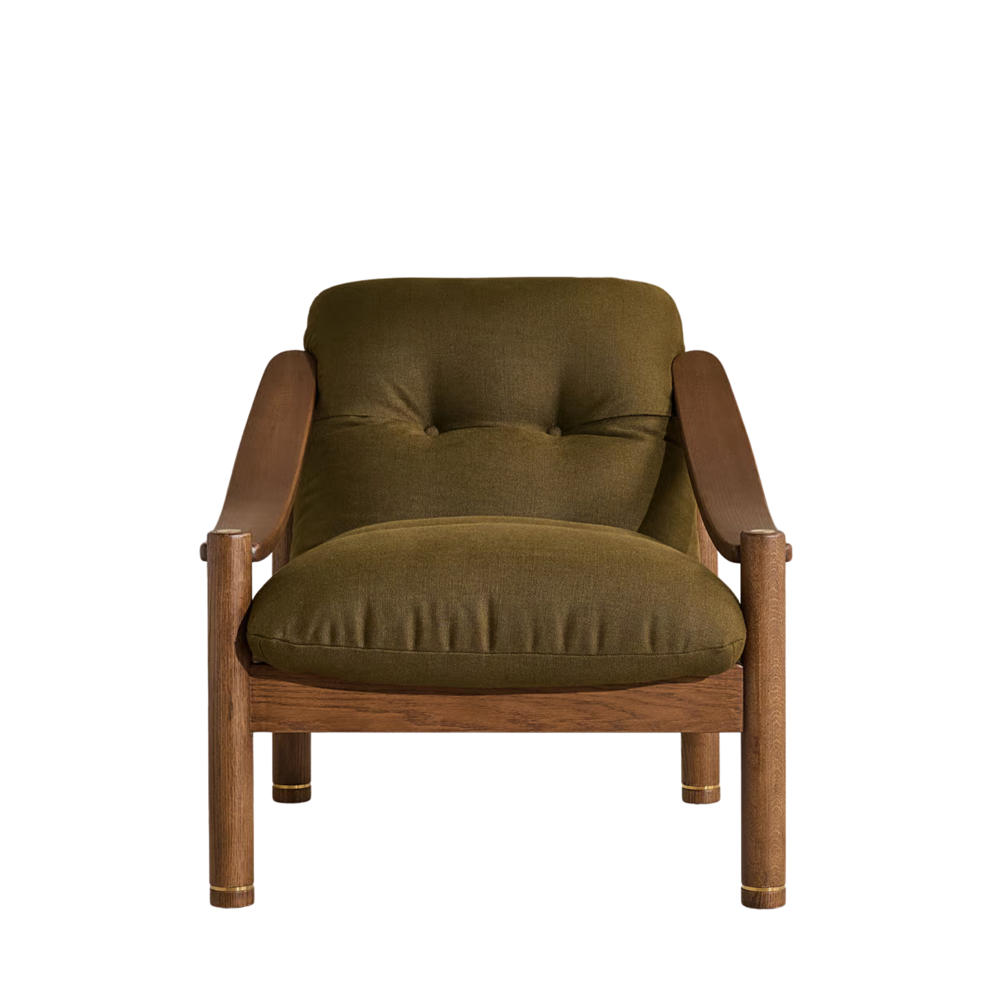 Soho Home- Karine Armchair, Dark Stain, Linen, Olive