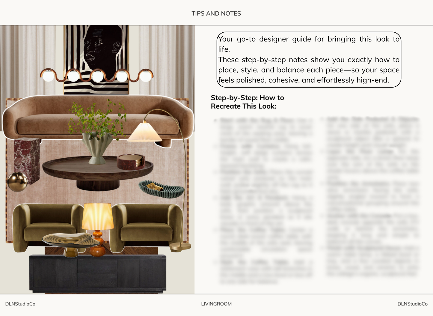 Modern Organic Luxe Living Room – Digital Design Guide & Shoplist