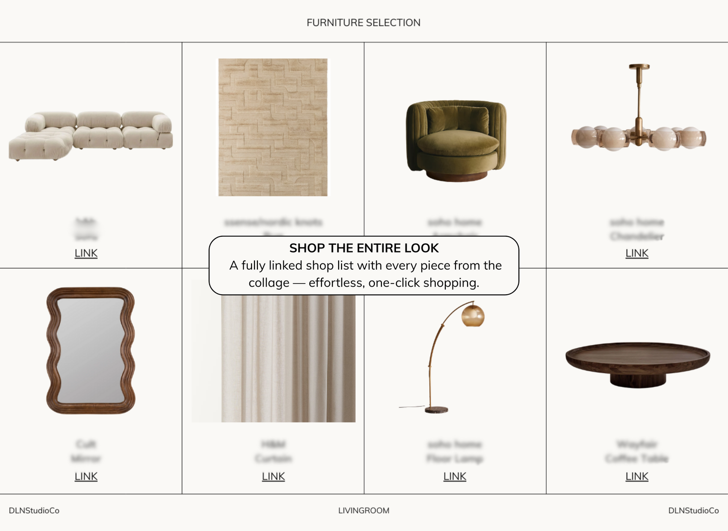 Modern Organic Living Room – Digital Design Guide & Shoplist