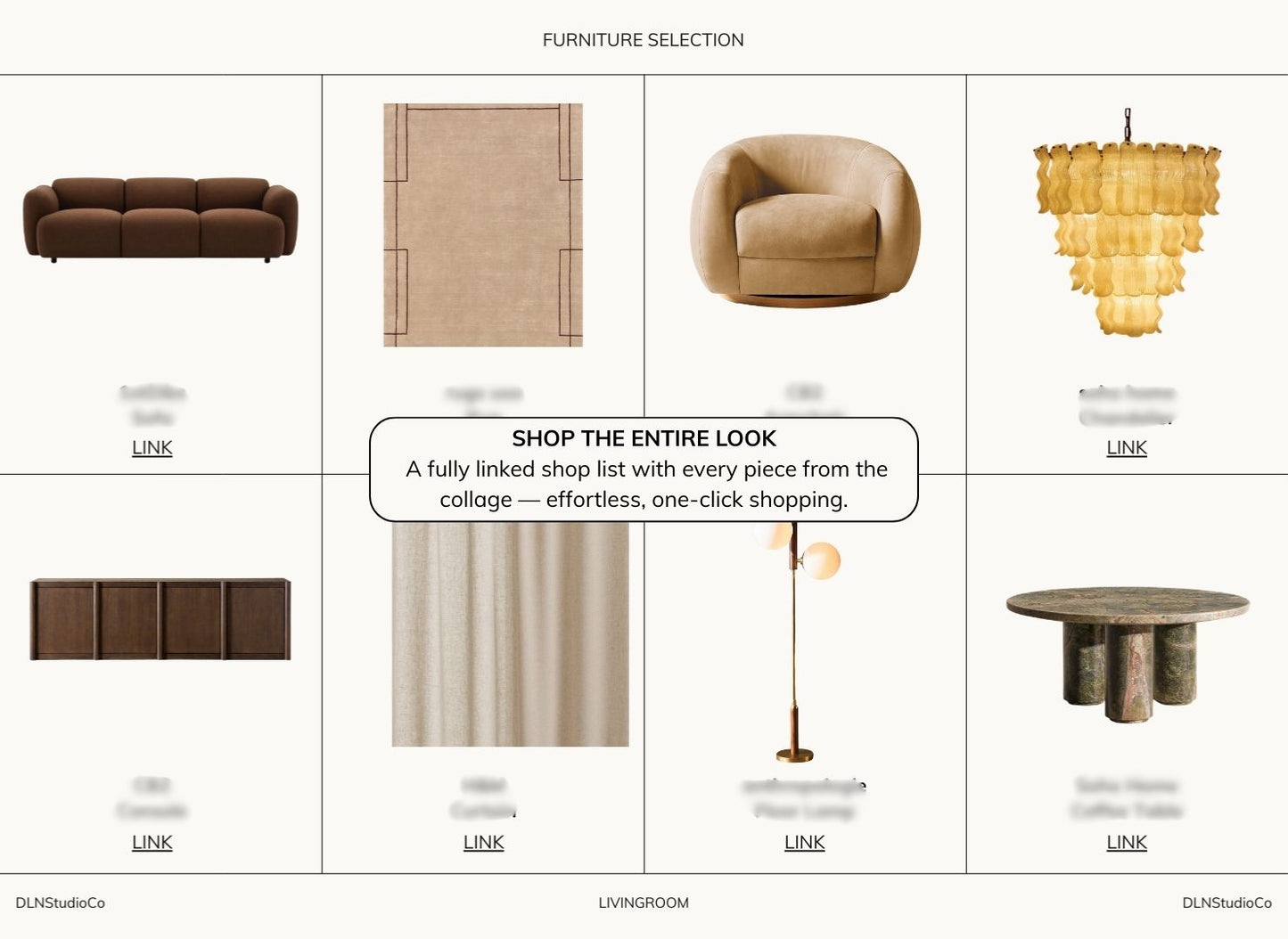 Modern Living Room – Digital Design Guide & Shoplist