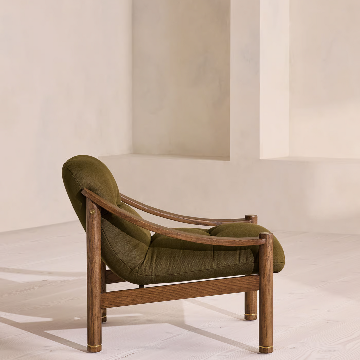 Soho Home- Karine Armchair, Dark Stain, Linen, Olive