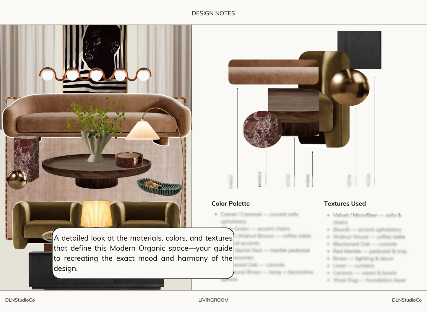 Modern Organic Luxe Living Room – Digital Design Guide & Shoplist