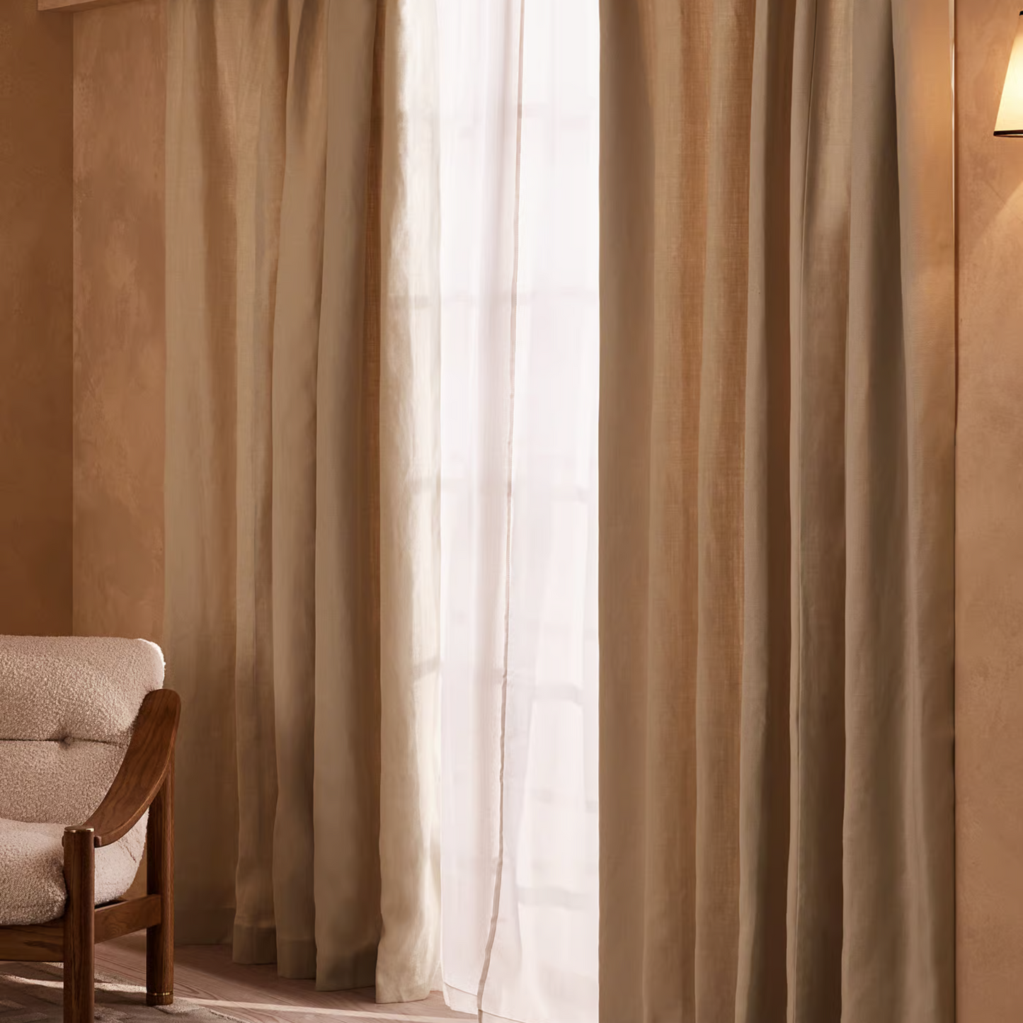 Soho Home - Vinnie Linen Curtains, Pair, Bisque