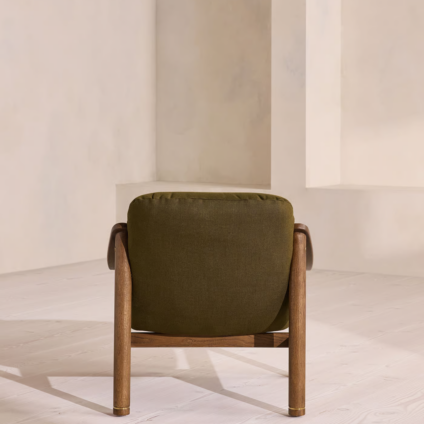 Soho Home- Karine Armchair, Dark Stain, Linen, Olive