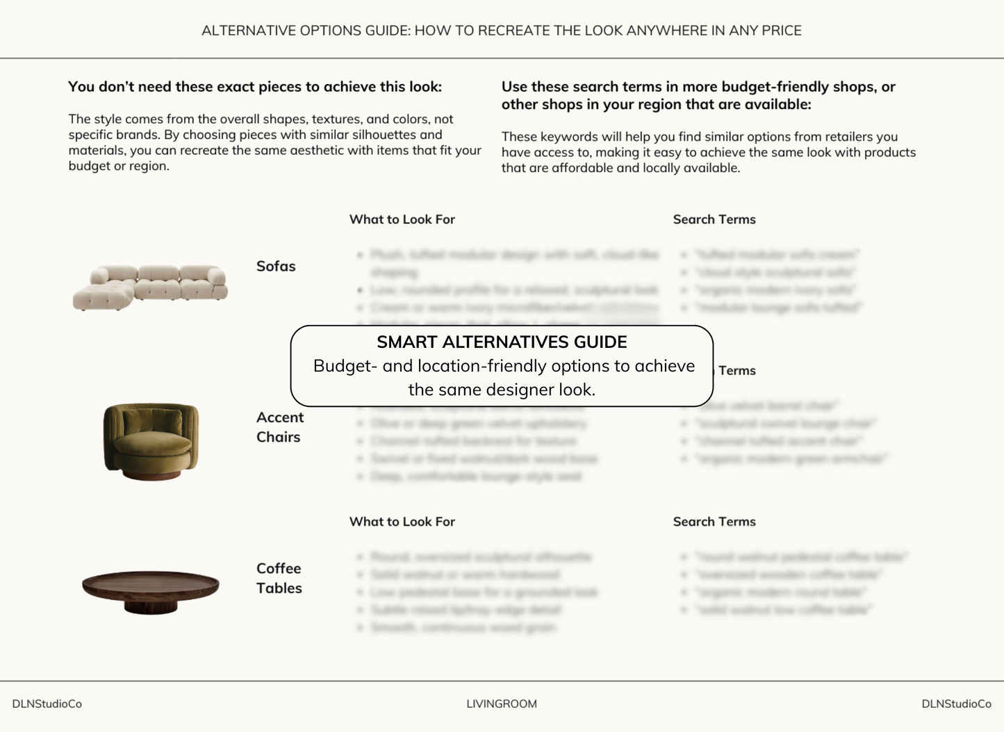Modern Organic Living Room – Digital Design Guide & Shoplist