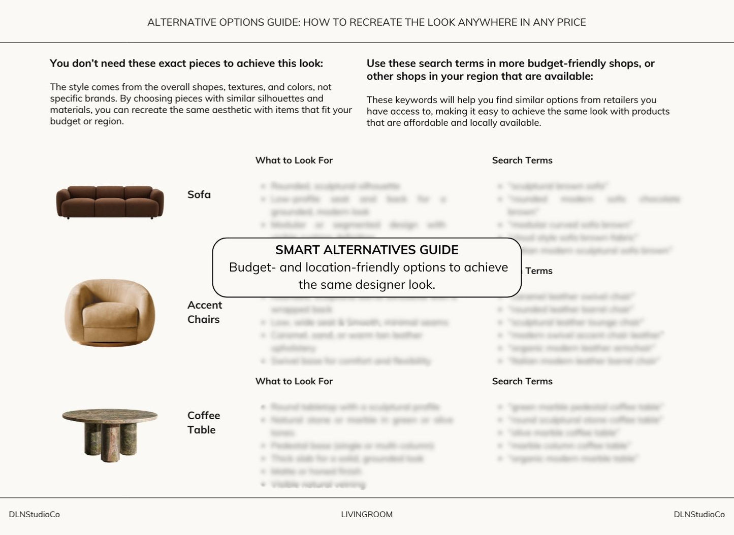 Modern Living Room – Digital Design Guide & Shoplist