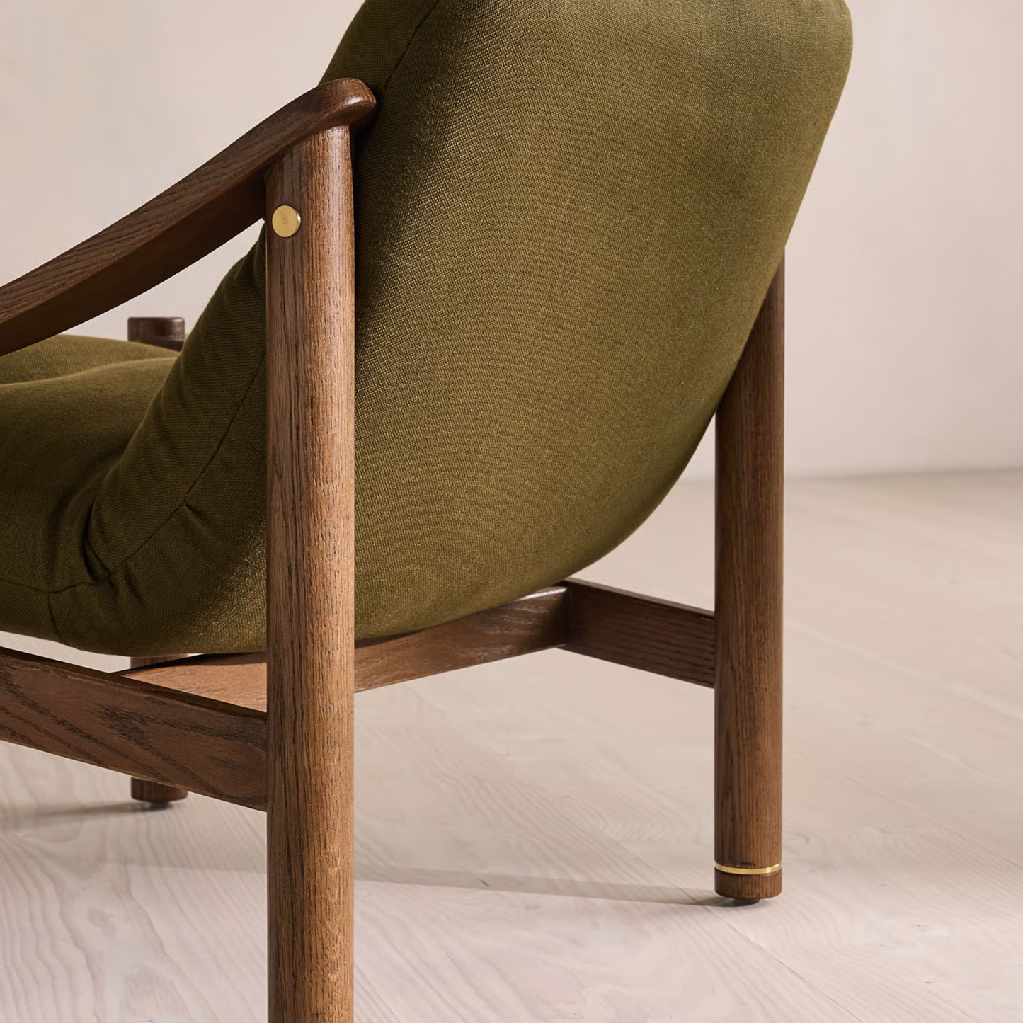 Soho Home- Karine Armchair, Dark Stain, Linen, Olive