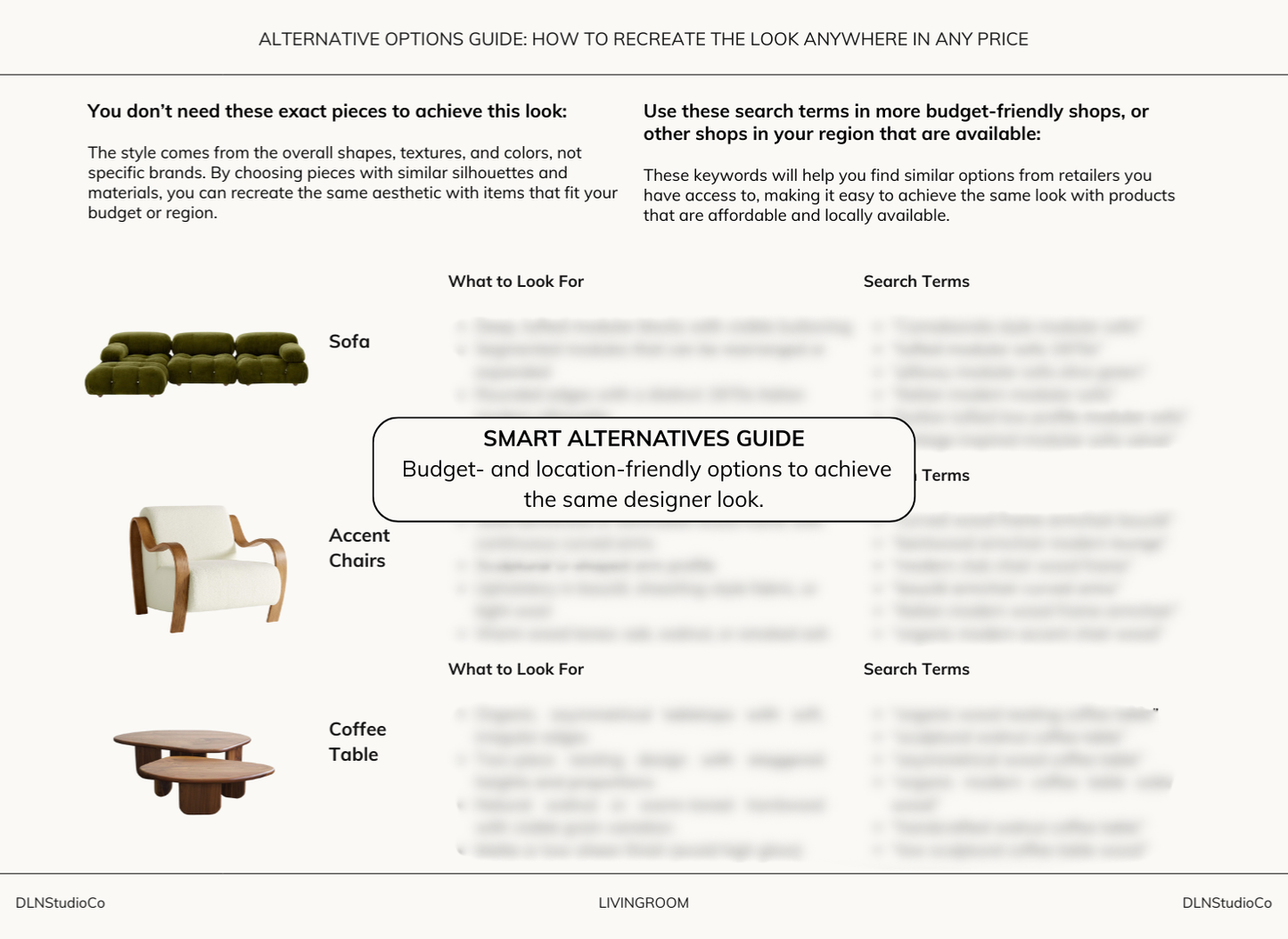 Modern Living Room – Digital Design Guide & Shoplist